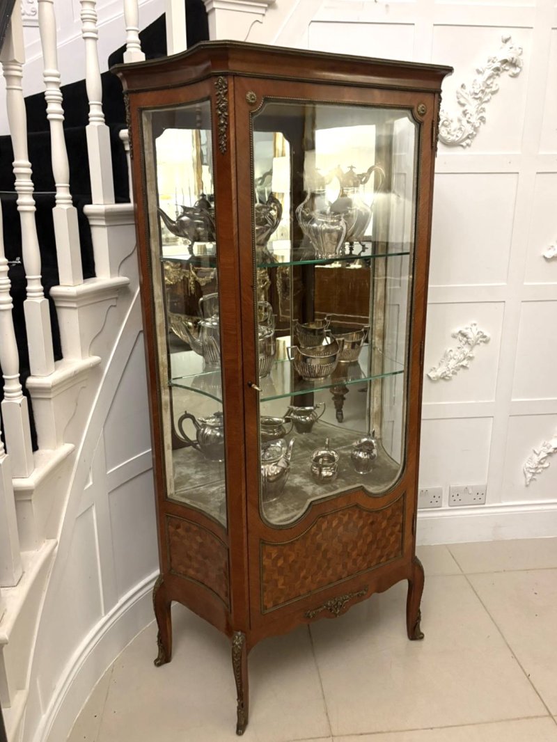 Exceptional Quality Antique French Louis XV Style Marquetry and Ormolu Mounted Display Cabinet